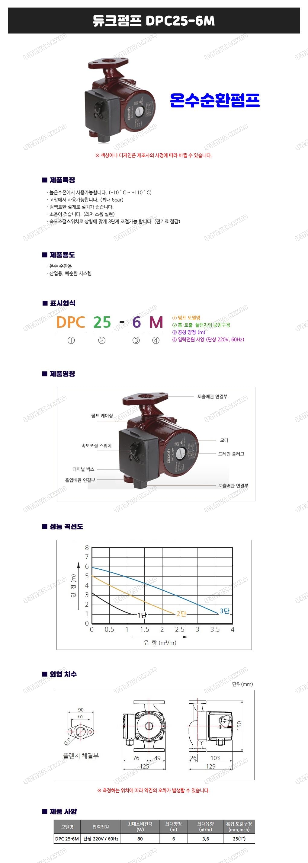 듀크 온수순환펌프 DPC25-6M